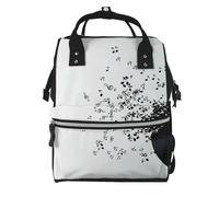 Hnnkloy Torn Vinyl Record And Musical Notes Flying In The Air, Large Capacity Mummy Backpack Diaper Bag Travel Backpack for Outdoor