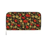 Hnnkloy Traditional Russian Khokhloma, PU Leather Wallets Large Capacity Clutch Wallet for Men Women