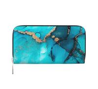 Hnnkloy Trendy Abstract Teal Gold Swirls, PU Leather Wallets Large Capacity Clutch Wallet for Men Women