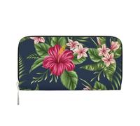 Hnnkloy Tropical Flowers Frangipani Hibiscus Nature, PU Leather Wallets Large Capacity Clutch Wallet for Men Women