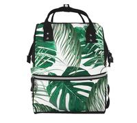 Hnnkloy Tropical Green Palm Leaves Jungle Leaf, Large Capacity Mummy Backpack Diaper Bag Travel Backpack for Outdoor