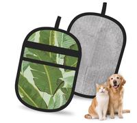 Hnnkloy Tropical Plant Leaf, 2 Pack Pet Hair Removal Gloves For Bed,Carpet,Clothes,Sofa,Static Grooming Glove For Dogs & Cats