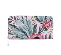 Hnnkloy Tropical Protea Pattern, PU Leather Wallets Large Capacity Clutch Wallet for Men Women
