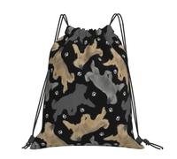 Hnnkloy Trotting Briards And Paw Prints, Drawstring Backpack Unisex Sport Gym Bag Casual Daypack Drawstring Sackpack