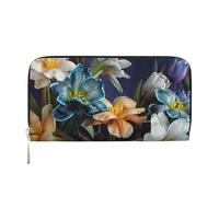 Hnnkloy Tulip Floral Pattern, PU Leather Wallets Large Capacity Clutch Wallet for Men Women