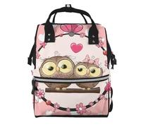 Hnnkloy Two Cute Cartoon Owls, Large Capacity Mummy Backpack Diaper Bag Travel Backpack for Outdoor