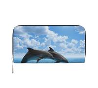Hnnkloy Two Dolphins, PU Leather Wallets Large Capacity Clutch Wallet for Men Women