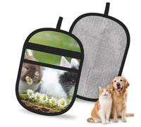 Hnnkloy Two Little Cute Rabbits, 2 Pack Pet Hair Removal Gloves For Bed,Carpet,Clothes,Sofa,Static Grooming Glove For Dogs & Cats