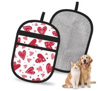 Hnnkloy Valentine'S Day Heart Pattern, 2 Pack Pet Hair Removal Gloves For Bed,Carpet,Clothes,Sofa,Static Grooming Glove For Dogs & Cats