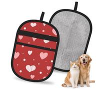 Hnnkloy Valentine's Day Heart Pattern, 2 Pack Pet Hair Removal Gloves For Bed,Carpet,Clothes,Sofa,Static Grooming Glove For Dogs & Cats