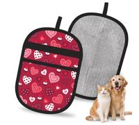 Hnnkloy Valentine's Day Love Heart Pattern, 2 Pack Pet Hair Removal Gloves For Bed,Carpet,Clothes,Sofa,Static Grooming Glove For Dogs & Cats