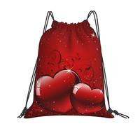 Hnnkloy Valentines Glitters Love Hearts Printed, Drawstring Backpack Unisex Sport Gym Bag Casual Daypack Drawstring Sackpack