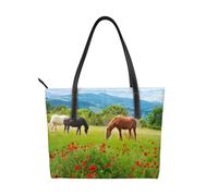 Hnnkloy Various Kinds Of Horses,PU Leather Handbag Large Capacity Tote Bag Women's Shoulder Bag for Work Travel