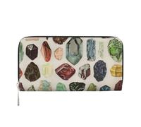 Hnnkloy Vintage Geology Gemstone Crystal Minerals, PU Leather Wallets Large Capacity Clutch Wallet for Men Women