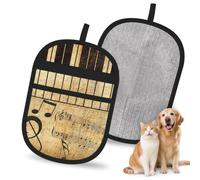 Hnnkloy Vintage Music Note Piano, 2 Pack Pet Hair Removal Gloves For Bed,Carpet,Clothes,Sofa,Static Grooming Glove For Dogs & Cats