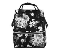 Hnnkloy Vintage White Rose Tulip, Large Capacity Mummy Backpack Diaper Bag Travel Backpack for Outdoor