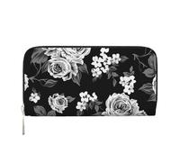 Hnnkloy Vintage White Rose Tulip, PU Leather Wallets Large Capacity Clutch Wallet for Men Women