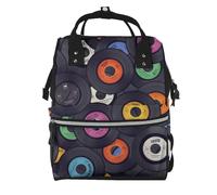 Hnnkloy Vinyl Records Music Album, Large Capacity Mummy Backpack Diaper Bag Travel Backpack for Outdoor