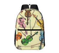 Hnnkloy Violin Music Note, 17 Inch Backpack With Pockets Casual Daypack Water Resistant School Bag