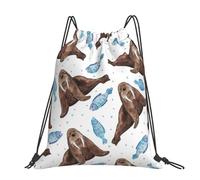Hnnkloy Watercolor Brown Walrus, Drawstring Backpack Unisex Sport Gym Bag Casual Daypack Drawstring Sackpack
