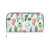 Hnnkloy Watercolor Cactus Succulents, PU Leather Wallets Large Capacity Clutch Wallet for Men Women