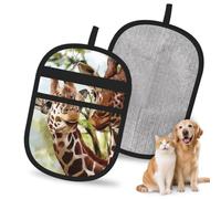 Hnnkloy Watercolor Deer Giraffe, 2 Pack Pet Hair Removal Gloves For Bed,Carpet,Clothes,Sofa,Static Grooming Glove For Dogs & Cats