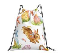 Hnnkloy Watercolor Easter Rabbit Egg, Drawstring Backpack Unisex Sport Gym Bag Casual Daypack Drawstring Sackpack