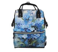 Hnnkloy Watercolor Forget Me Not Flowers, Large Capacity Mummy Backpack Diaper Bag Travel Backpack for Outdoor