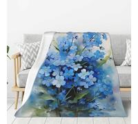 Hnnkloy Watercolor Forget Me Not Flowers,Throw Blanket Warm Flannel Plush Soft Sofa Blanket As Bed Cover/Bed Sheets,60"x50"
