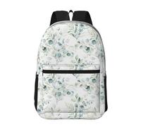 Hnnkloy Watercolor Green Floral Leaf Eucalyptus Round Leaves Succulent, 17 Inch Backpack With Pockets Casual Daypack Water Resistant School Bag