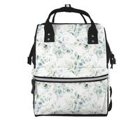 Hnnkloy Watercolor Green Floral Leaf Eucalyptus Round Leaves Succulent, Large Capacity Mummy Backpack Diaper Bag Travel Backpack for Outdoor