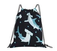 Hnnkloy Watercolor Hammerhead Shark, Drawstring Backpack Unisex Sport Gym Bag Casual Daypack Drawstring Sackpack