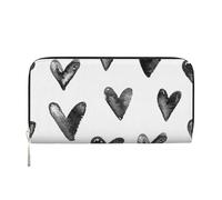 Hnnkloy Watercolor Hearts Black White, PU Leather Wallets Large Capacity Clutch Wallet for Men Women