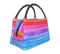 Hnnkloy Watercolor Paint Bright Colors Line Artwork, Portable Lunch Bag, Insulated Tote Bag Durable Lunch Box Reusable Cooler Bag