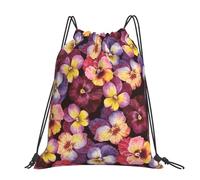 Hnnkloy Watercolor Pansy Flowers, Drawstring Backpack Unisex Sport Gym Bag Casual Daypack Drawstring Sackpack