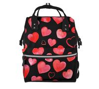 Hnnkloy Watercolor Red Hearts Pattern, Large Capacity Mummy Backpack Diaper Bag Travel Backpack for Outdoor
