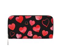 Hnnkloy Watercolor Red Hearts Pattern, PU Leather Wallets Large Capacity Clutch Wallet for Men Women