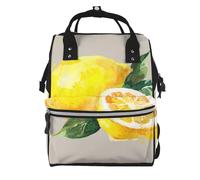 Hnnkloy Watercolor Summer Fruit Lemons Slich Leaves, Large Capacity Mummy Backpack Diaper Bag Travel Backpack for Outdoor