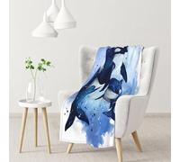 Hnnkloy Watercolor Two Killer Whales,Soft Blanket for Couch Sofa Bed Warm Anti-Pilling Flannel Plush Throw Blanket 76 X 102 cm