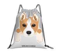 Hnnkloy Welsh Corgi Dog Print, Drawstring Backpack Unisex Sport Gym Bag Casual Daypack Drawstring Sackpack