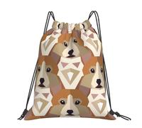 Hnnkloy Welsh Corgi Head Pattern, Drawstring Backpack Unisex Sport Gym Bag Casual Daypack Drawstring Sackpack