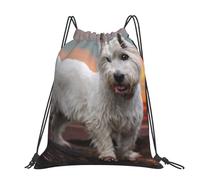 Hnnkloy West Highland White Terrier Dogs Mountains White, Drawstring Backpack Unisex Sport Gym Bag Casual Daypack Drawstring Sackpack