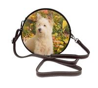 Hnnkloy Westie Autumn West Highland White Terrier Dogs, PU Leather Shoulder Bag, Round Crossbody Bag - Circle Purse for Women