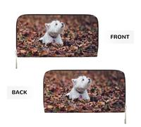 Hnnkloy Westie Bokeh West Highland White Terrier Dogs, PU Leather Wallets Large Capacity Clutch Wallet for Men Women
