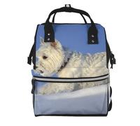 Hnnkloy Westie Winter West Highland White Terrier Dogs, Large Capacity Mummy Backpack Diaper Bag Travel Backpack for Outdoor