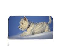 Hnnkloy Westie Winter West Highland White Terrier Dogs, PU Leather Wallets Large Capacity Clutch Wallet for Men Women