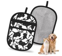 Hnnkloy Whale Orca Killer, 2 Pack Pet Hair Removal Gloves For Bed,Carpet,Clothes,Sofa,Static Grooming Glove For Dogs & Cats
