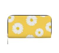 Hnnkloy White Aster Daisy Yellow, PU Leather Wallets Large Capacity Clutch Wallet for Men Women