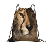 Hnnkloy White Cheetah Printed, Drawstring Backpack Unisex Sport Gym Bag Casual Daypack Drawstring Sackpack
