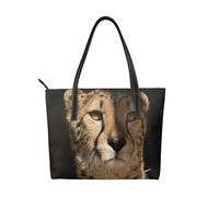 Hnnkloy White Cheetah Printed,PU Leather Handbag Large Capacity Tote Bag Women's Shoulder Bag for Work Travel